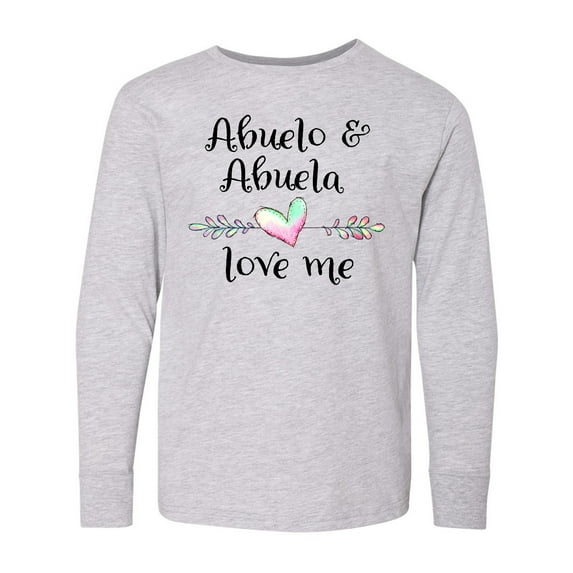 Inktastic Abuelo and Abuela Love Me- Heart Grandchild Long Sleeve Youth T-Shirt