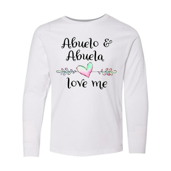Inktastic Abuelo and Abuela Love Me- Heart Grandchild Long Sleeve Youth T-Shirt