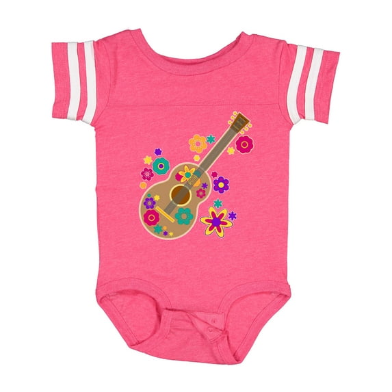 Inktastic Acoustic Guitar with Colorful Flowers Boys or Girls Baby Bodysuit