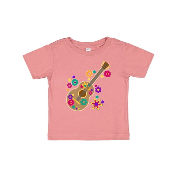 Inktastic Acoustic Guitar with Colorful Flowers Boys or Girls Baby T-Shirt