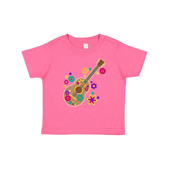 Inktastic Acoustic Guitar with Colorful Flowers Boys or Girls Baby T-Shirt