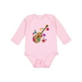 thumbnail image 1 of Inktastic Acoustic Guitar with Colorful Flowers Boys or Girls Long Sleeve Baby Bodysuit, 1 of 5