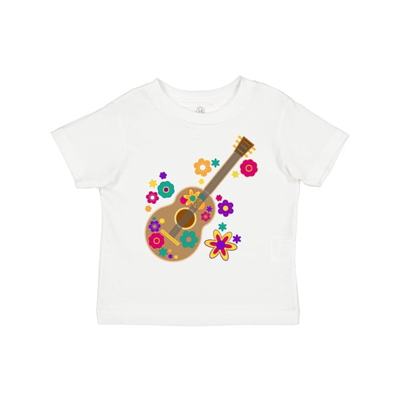 Inktastic Acoustic Guitar with Colorful Flowers Boys or Girls Toddler T-Shirt