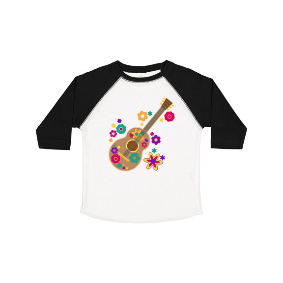 Inktastic Acoustic Guitar with Colorful Flowers Boys or Girls Toddler T-Shirt