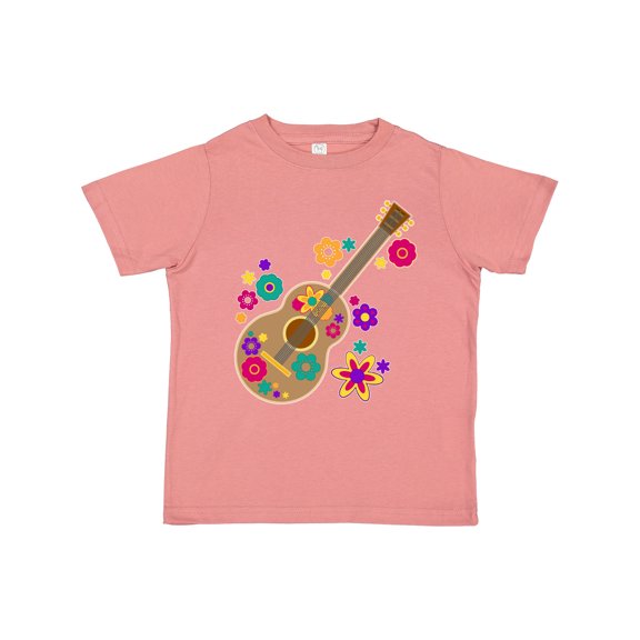 Inktastic Acoustic Guitar with Colorful Flowers Boys or Girls Toddler T-Shirt
