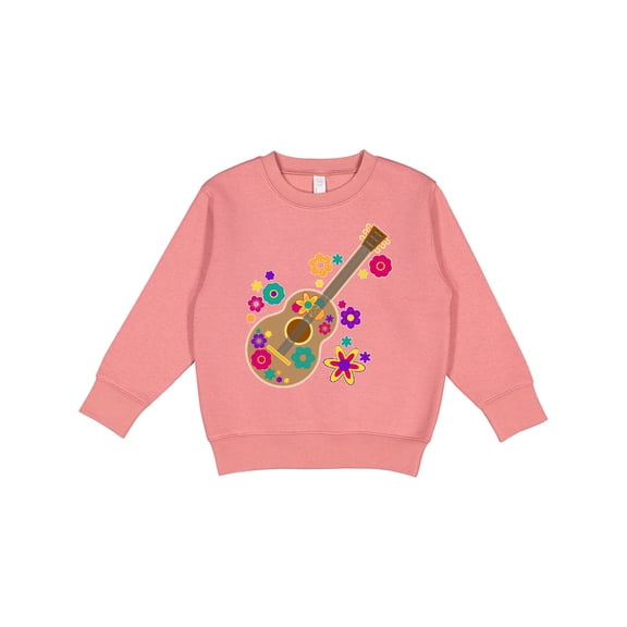 Inktastic Acoustic Guitar with Colorful Flowers Toddler Sweatshirt