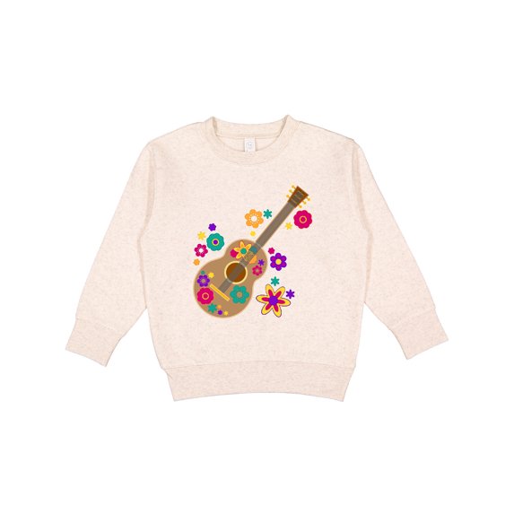 Inktastic Acoustic Guitar with Colorful Flowers Toddler Sweatshirt