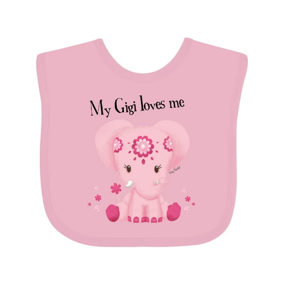 Inktastic Aditi My Gigi Loves Me Pink Elephant Beautiful Girls Baby Bib