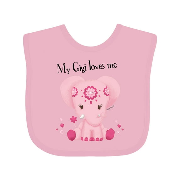 Inktastic Aditi My Gigi Loves Me Pink Elephant Beautiful Girls Baby Bib