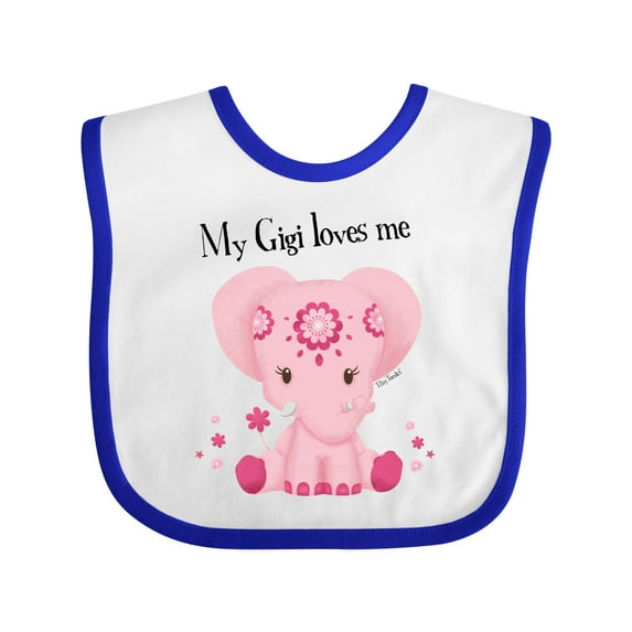 Inktastic Aditi My Gigi Loves Me Pink Elephant Beautiful Girls Baby Bib