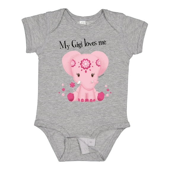 Inktastic Aditi My Gigi Loves Me Pink Elephant Beautiful Girls Baby Bodysuit