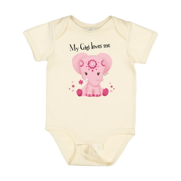 Inktastic Aditi My Gigi Loves Me Pink Elephant Beautiful Girls Baby Bodysuit