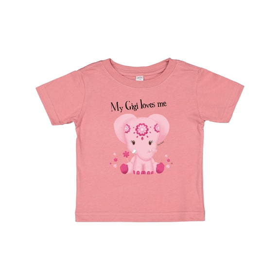 Inktastic Aditi My Gigi Loves Me Pink Elephant Beautiful Girls Baby T-Shirt