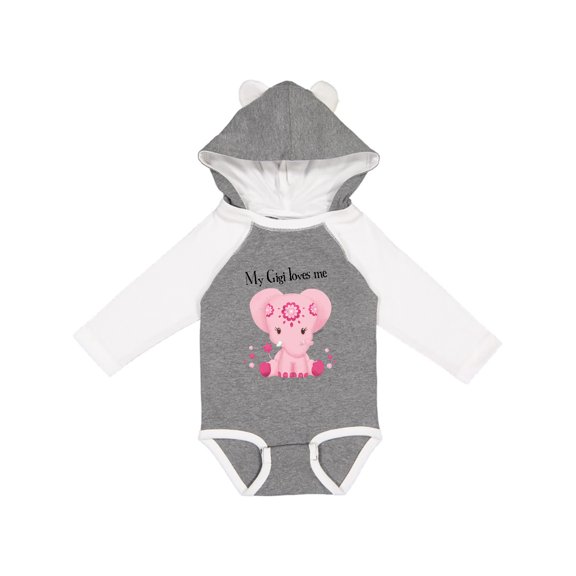 Inktastic Aditi My Gigi Loves Me Pink Elephant Beautiful Girls Long Sleeve Baby Bodysuit