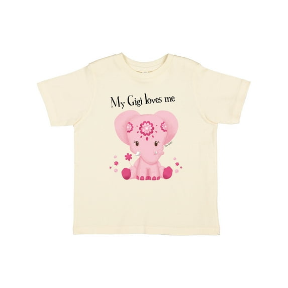 Inktastic Aditi My Gigi Loves Me Pink Elephant Beautiful Girls Toddler T-Shirt