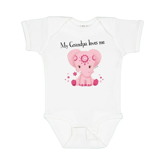 Inktastic Aditi My Grandpa Loves Me Pink Elephant Beautiful Girls Baby Bodysuit
