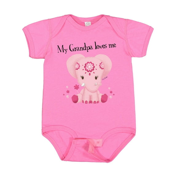 Inktastic Aditi My Grandpa Loves Me Pink Elephant Beautiful Girls Baby Bodysuit