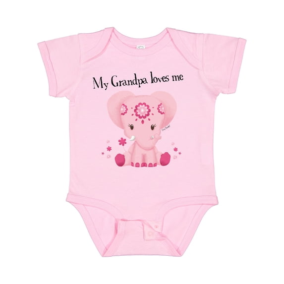 Inktastic Aditi My Grandpa Loves Me Pink Elephant Beautiful Girls Baby Bodysuit