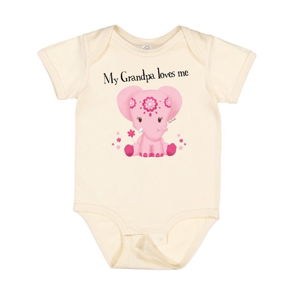 Inktastic Aditi My Grandpa Loves Me Pink Elephant Beautiful Girls Baby Bodysuit