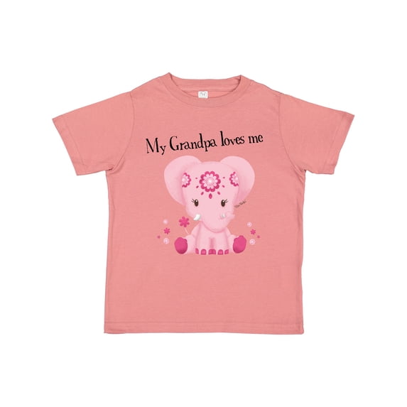 Inktastic Aditi My Grandpa loves me Pink Elephant beautiful Girls Toddler T-Shirt