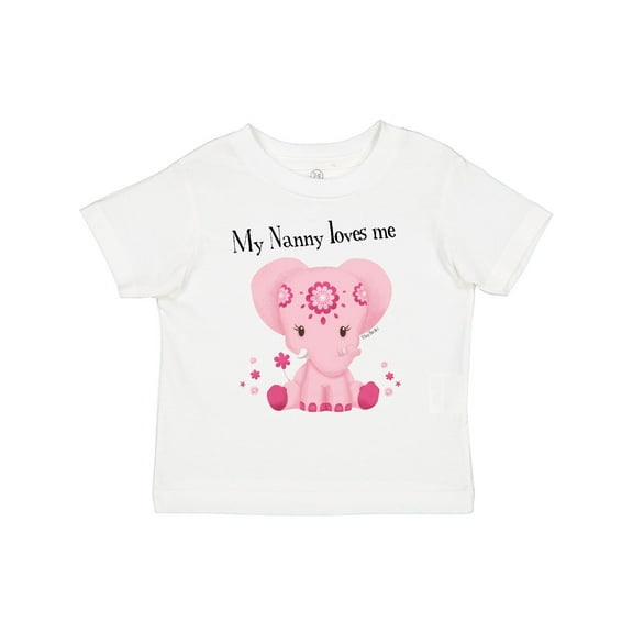 Inktastic Aditi My Nanny Loves Me Pink Elephant Beautiful Girls Toddler T-Shirt