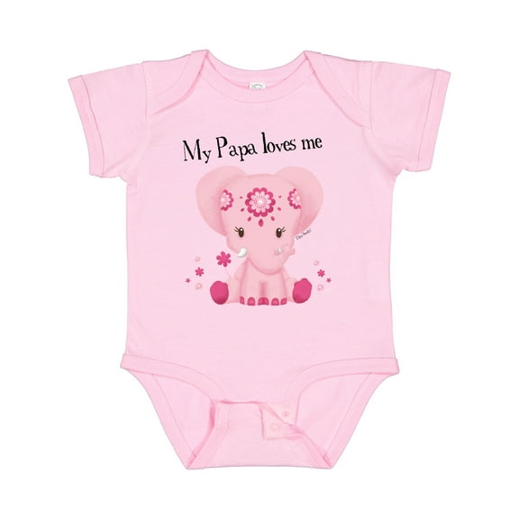 Inktastic Aditi My Papa loves me Pink Elephant beautiful Girls Baby Bodysuit