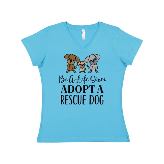 Inktastic Adopt a Rescue Dog Pet Women's V-Neck T-Shirt