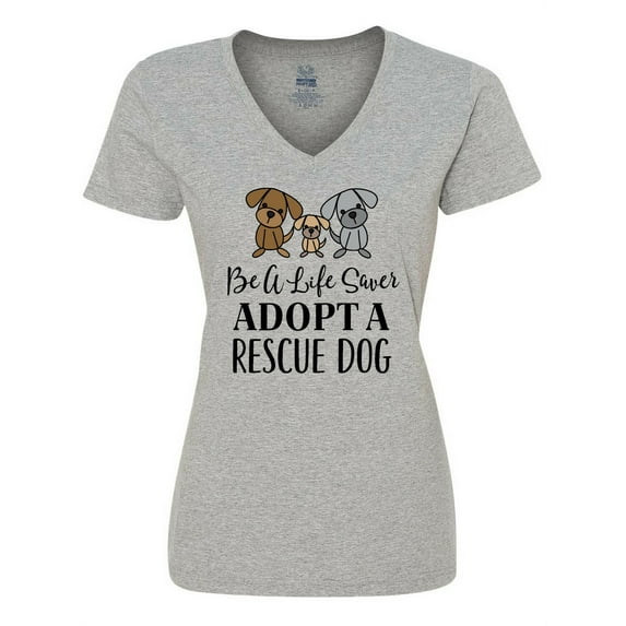 Inktastic Adopt a Rescue Dog Pet Women's V-Neck T-Shirt