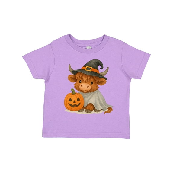 Inktastic Adorable Halloween Highland Cow with Pumpkin Boys or Girls Toddler T-Shirt