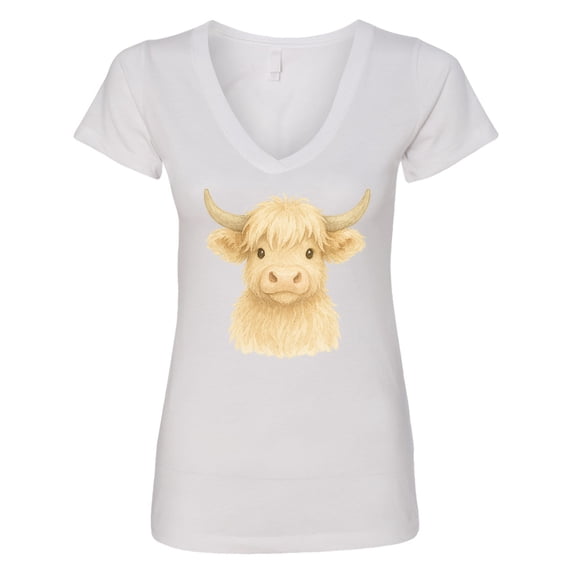 Inktastic Adorable Highland Cow Charm Women's V-Neck T-Shirt