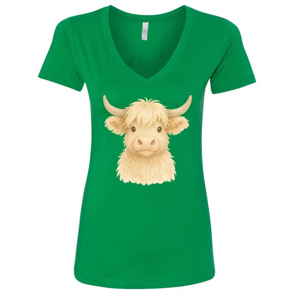 Inktastic Adorable Highland Cow Charm Women's V-Neck T-Shirt