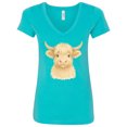 thumbnail image 1 of Inktastic Adorable Highland Cow Charm Women's V-Neck T-Shirt, 1 of 5