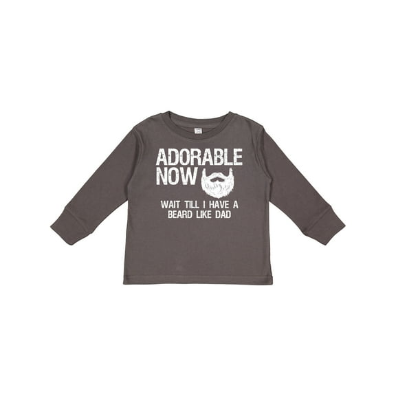 Inktastic Adorable Now...Wait Till I Have a Beard Like Dad in White Boys Long Sleeve Toddler T-Shirt