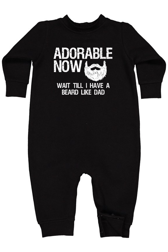 Adorable Now...wait Till I Have a Beard Like Dad in White Baby Fleece Romper