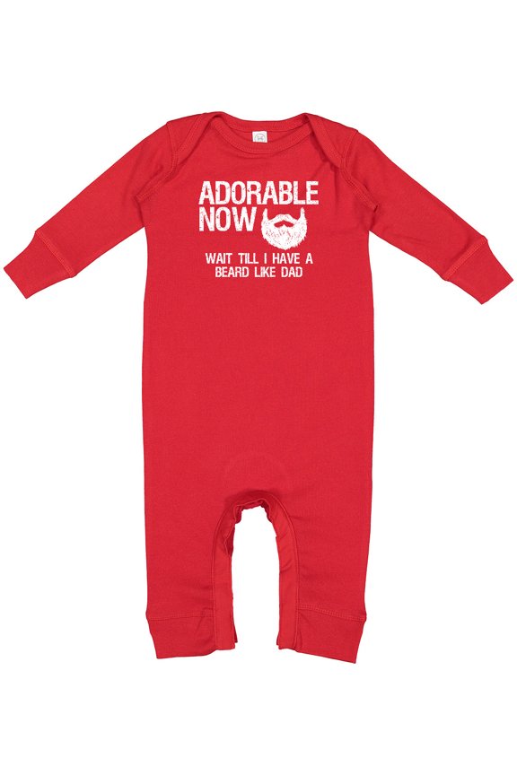Adorable Now...wait Till I Have a Beard Like Dad in White Baby Romper Coveralls