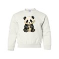 thumbnail image 1 of Inktastic Adorable Panda with Bamboo Illustration Youth Sweatshirt, 1 of 4