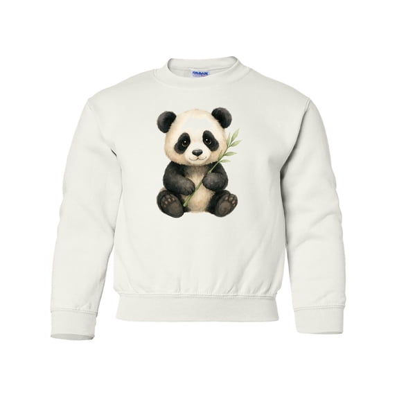 Inktastic Adorable Panda with Bamboo Illustration Youth Sweatshirt