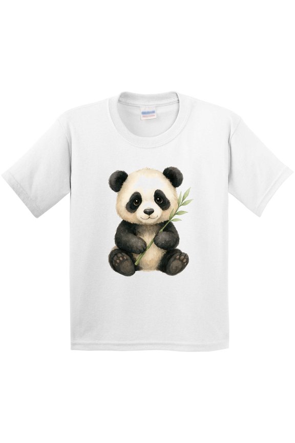 Adorable Panda with Bamboo Illustration Youth T-Shirt