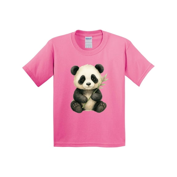 Inktastic Adorable Panda with Bamboo Illustration Youth T-Shirt