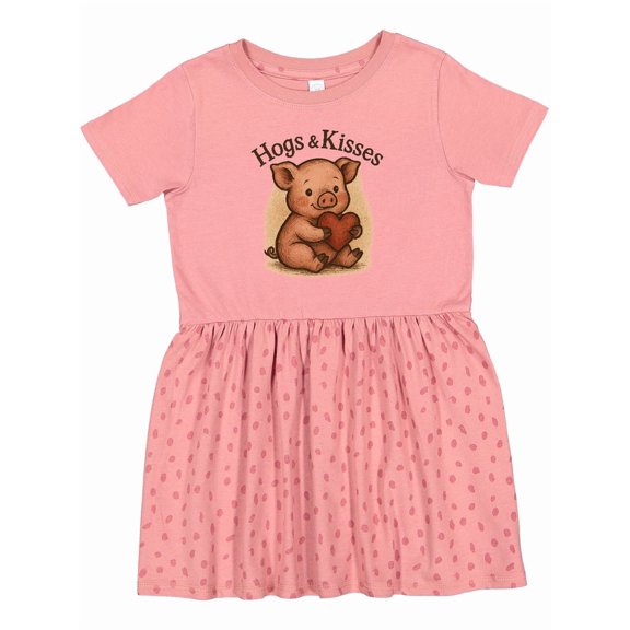 Inktastic Adorable Piglet Hogs & Kisses Cute Animal Graphic Girls Toddler Dress