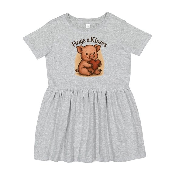 Inktastic Adorable Piglet Hogs & Kisses Cute Animal Graphic Girls Toddler Dress