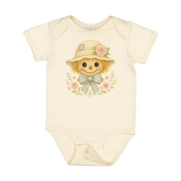 Inktastic Adorable Scarecrow with Floral Hat and Bow Boys or Girls Baby Bodysuit