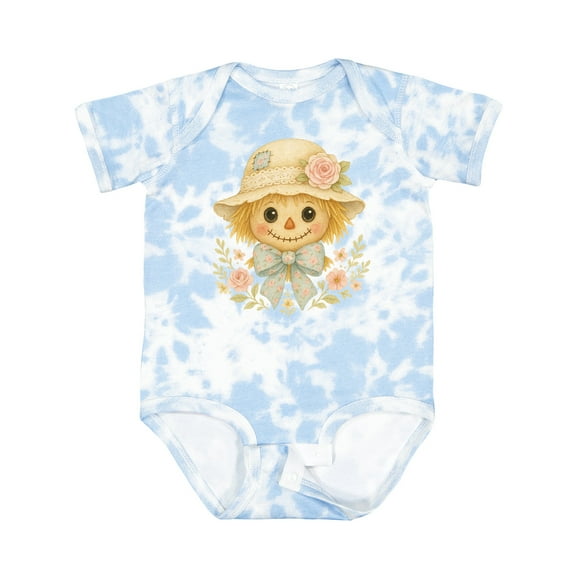 Inktastic Adorable Scarecrow with Floral Hat and Bow Boys or Girls Baby Bodysuit
