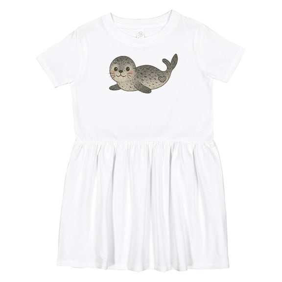 Inktastic Adorable Seal Illustration Cute Animal Art Girls Toddler Dress