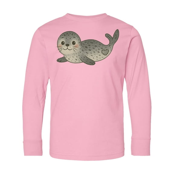 Inktastic Adorable Seal Illustration Cute Animal Art Long Sleeve Youth T-Shirt