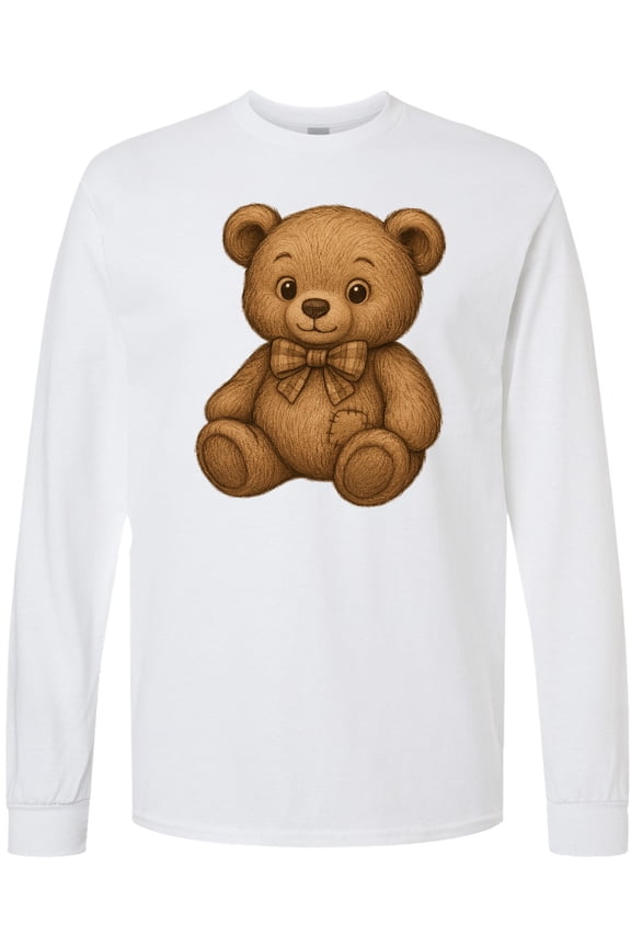 Adorable Teddy Bear Sketch Vintage Charm Long Sleeve T-Shirt