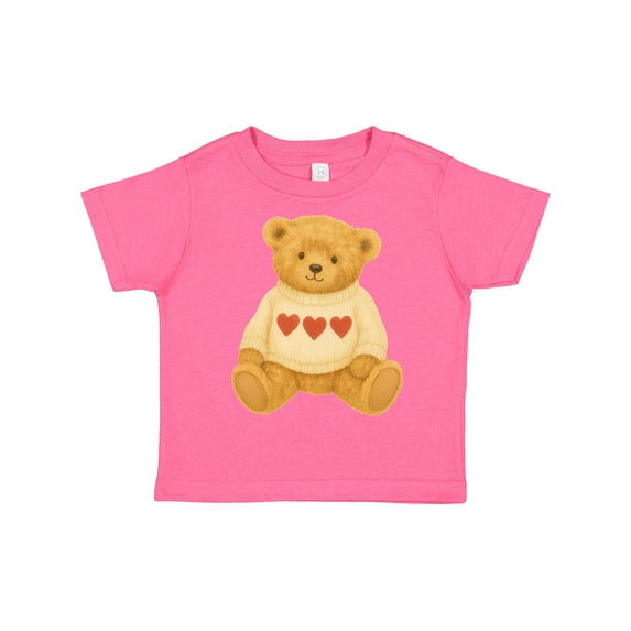 Inktastic Adorable Vintage Bear Sweater with Hearts Boys or Girls Toddler T-Shirt