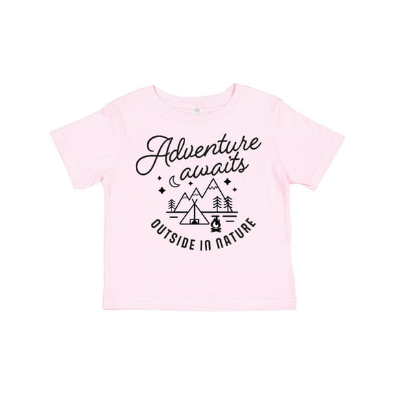 Inktastic Adventure Awaits Outside in Nature with Tent and Mountains Boys or Girls Toddler T-Shirt