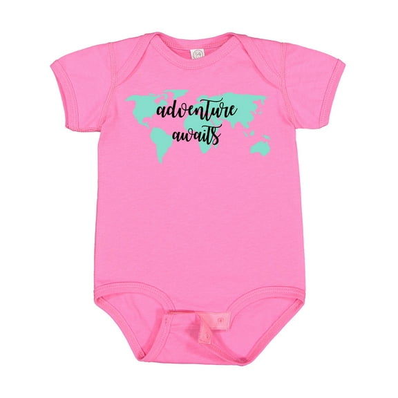 Inktastic Adventure Awaits Teal World Map Boys or Girls Baby Bodysuit