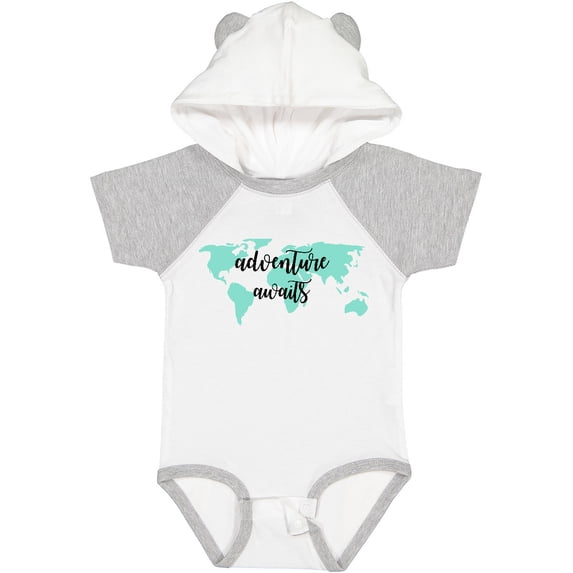 Inktastic Adventure Awaits Teal World Map Boys or Girls Baby Bodysuit